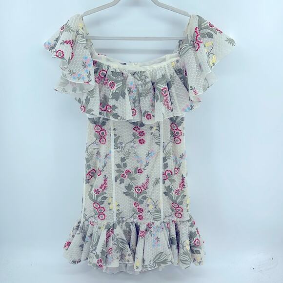Giambattista Valli embroidered netting ruffle boning cocktail dress sz 40/XS - Picture 1 of 9